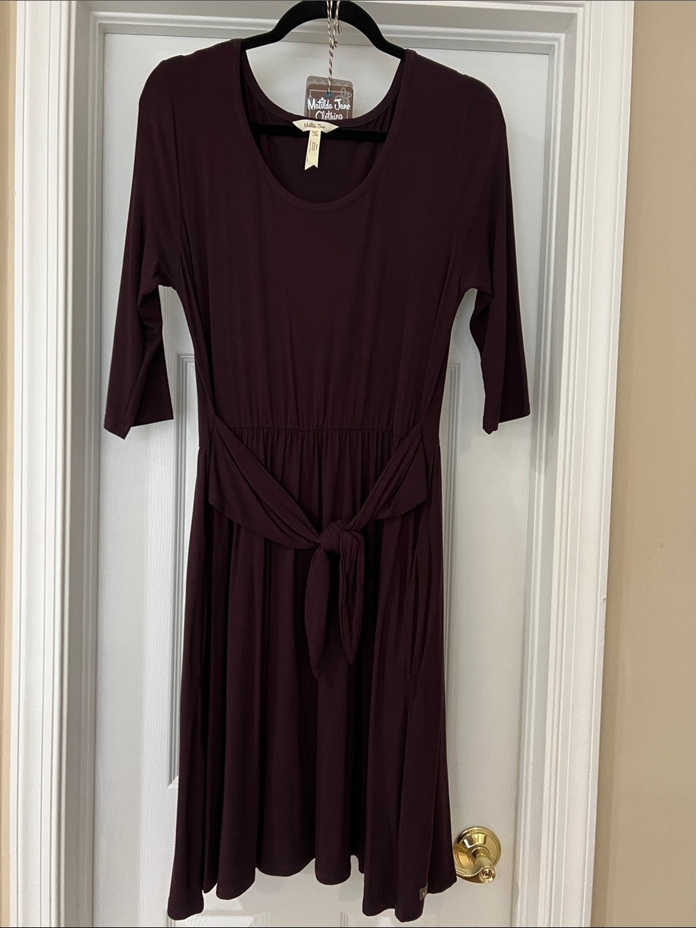 Matilda Jane Plum Tie-Waist Midi Dress